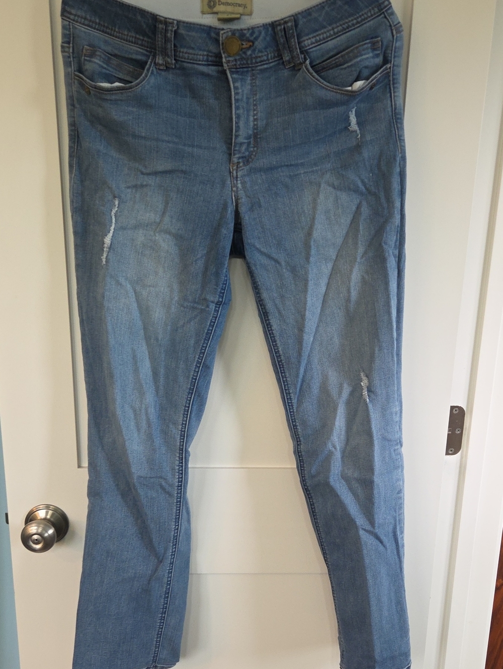 Democracy Light Blue Skinny Jeans with Subtle Distressing